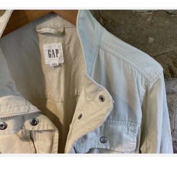Gap Core Utility Jacket Women’s Sz XXL Khaki Cotton Side Cinch Pockets Beige - Picture 3 of 4